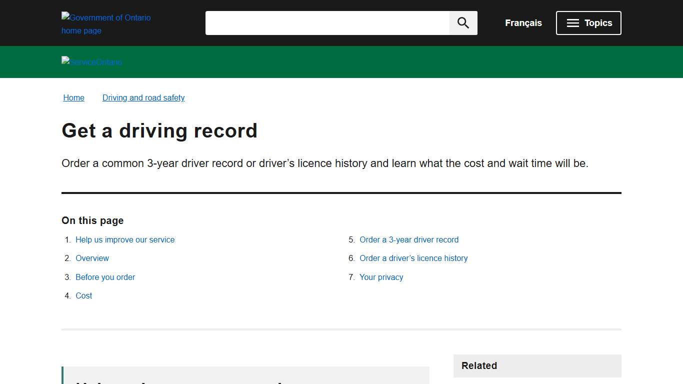 Get a driving record | ontario.ca